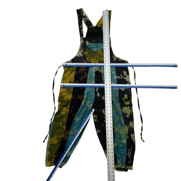 Patchwork Tie Dye Harem Overalls Jumpsuit L/XL Tie Back Pockets Bohemian - Picture 4 of 12